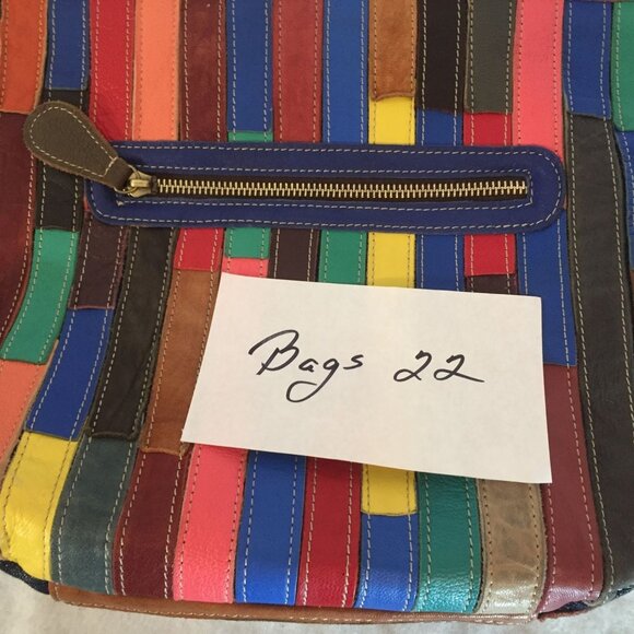 AmeriLeather Flower Patchwork Colorful Design Shoulder Bag Adjustable Strap - Picture 10 of 10